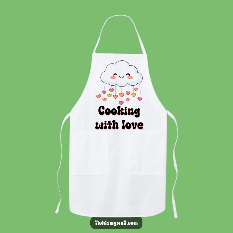 Funny Smiling Cloud Apron: Raining Hearts, Cheerful Kitchen, Perfect Gift