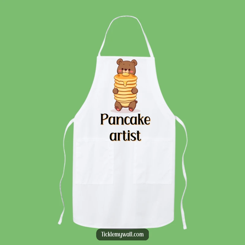 Funny Clumsy Bear Apron: Kitchen Chaos & Pancake Humor