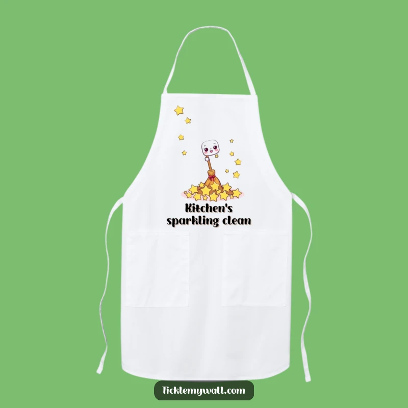 Funny Happy Broom Apron: Cook with Magic and Whimsical Star Flair