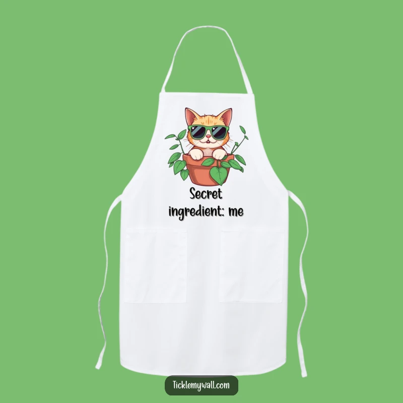 Funny Surprised Cat Apron, Kitchen Plant Peek Fun, Hilarious Cooking Gift for Chefs
