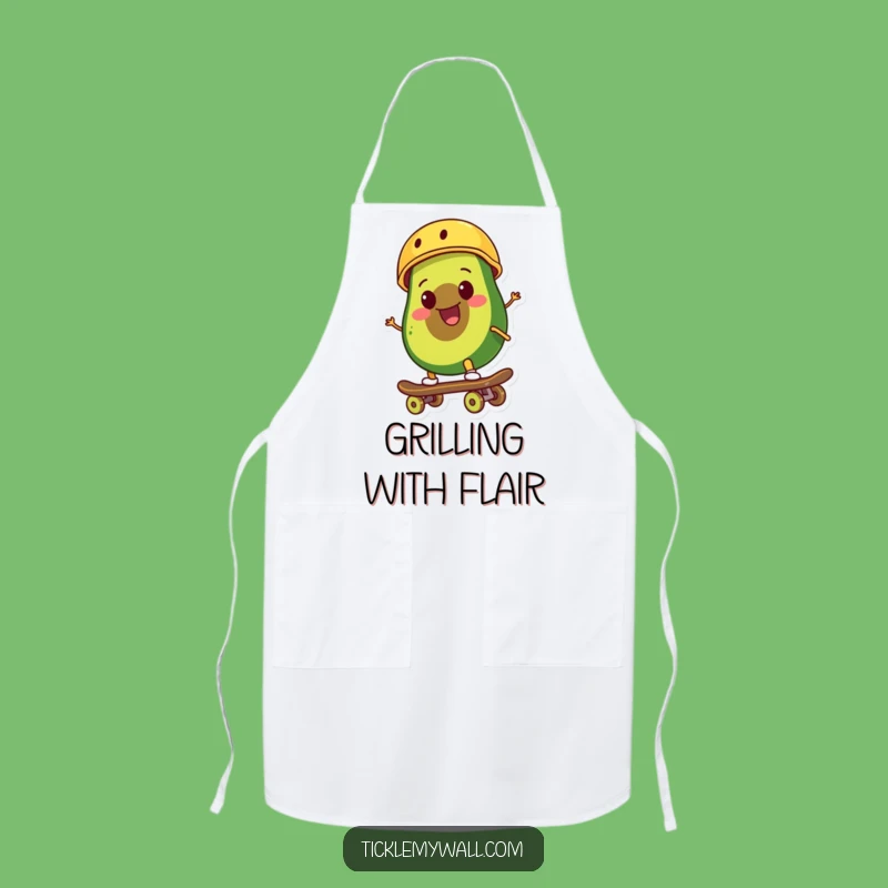 Funny Avocado Skateboarder Apron: Kitchen Cool