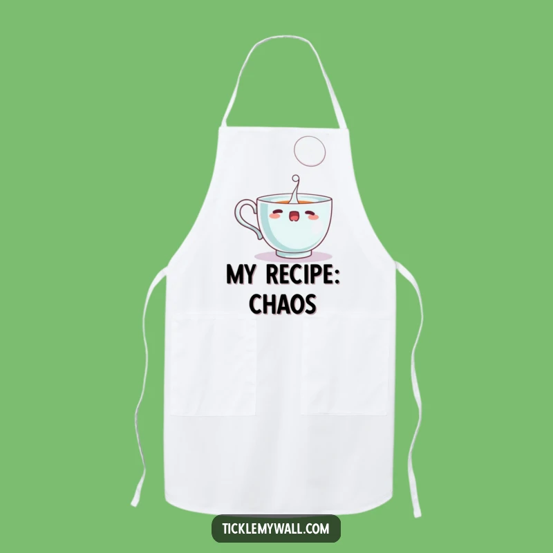 Funny Startled Teacup Apron, Kitchen Bubble Spill Fun, Hilarious Gift for Cooks