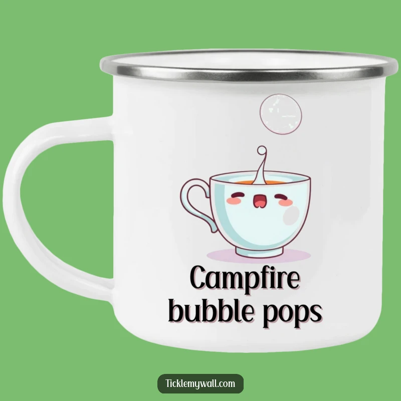 Funny Startled Teacup Camping Mug, Outdoor Bubble Surprise, Hilarious Travel Gift