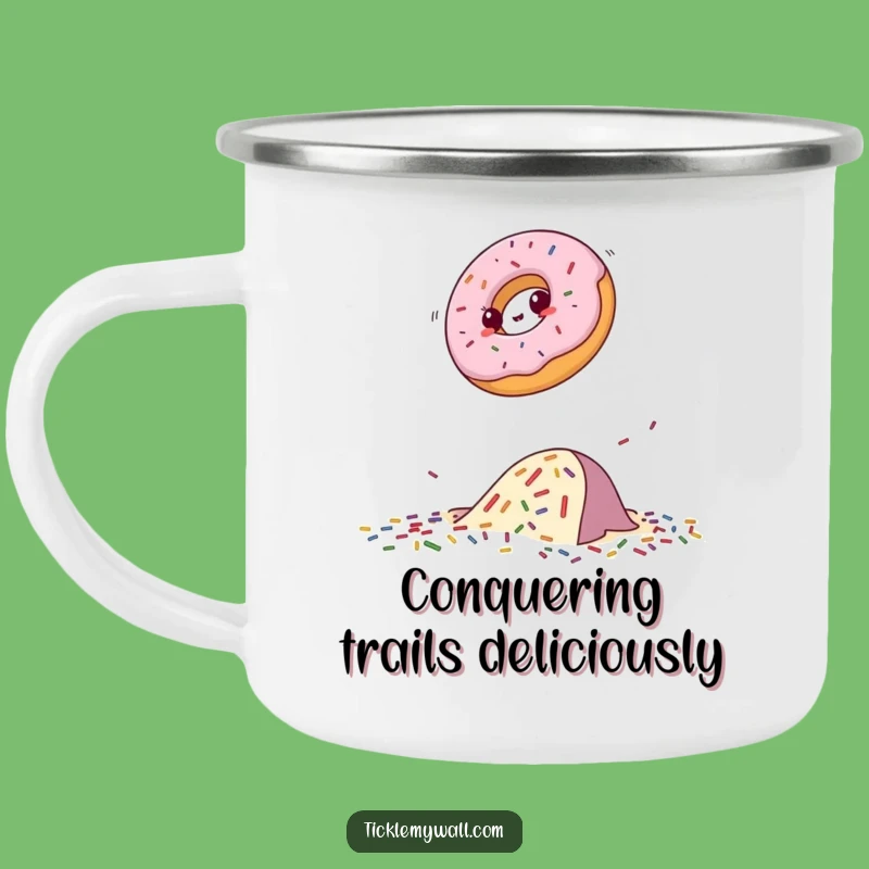 Funny Donut Obstacle Camping Mug - Enjoy Your Brew with Sweet Determination!