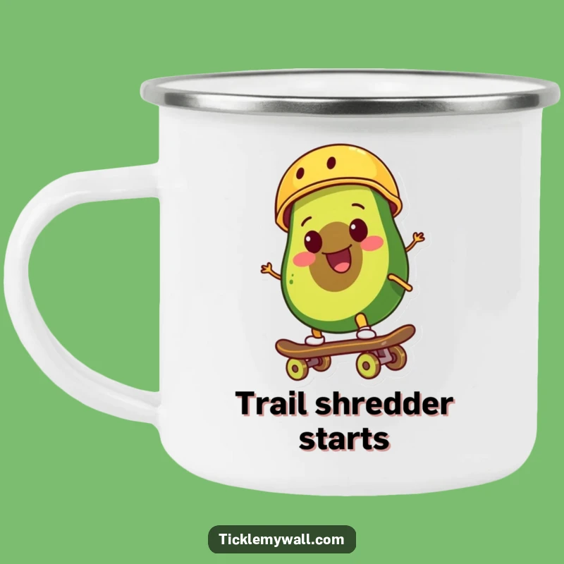 Funny Avocado Skateboarder Camping Mug: Outdoor Adventure Companion