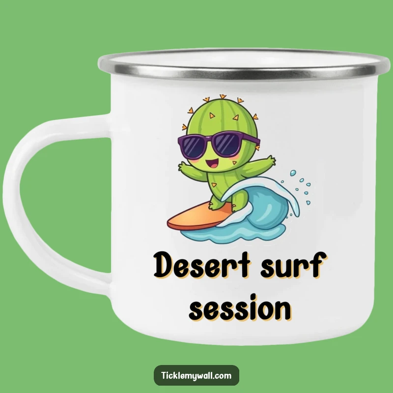 Funny Cactus Surfing Camping Mug - Adventure Fuel with Desert Cool!