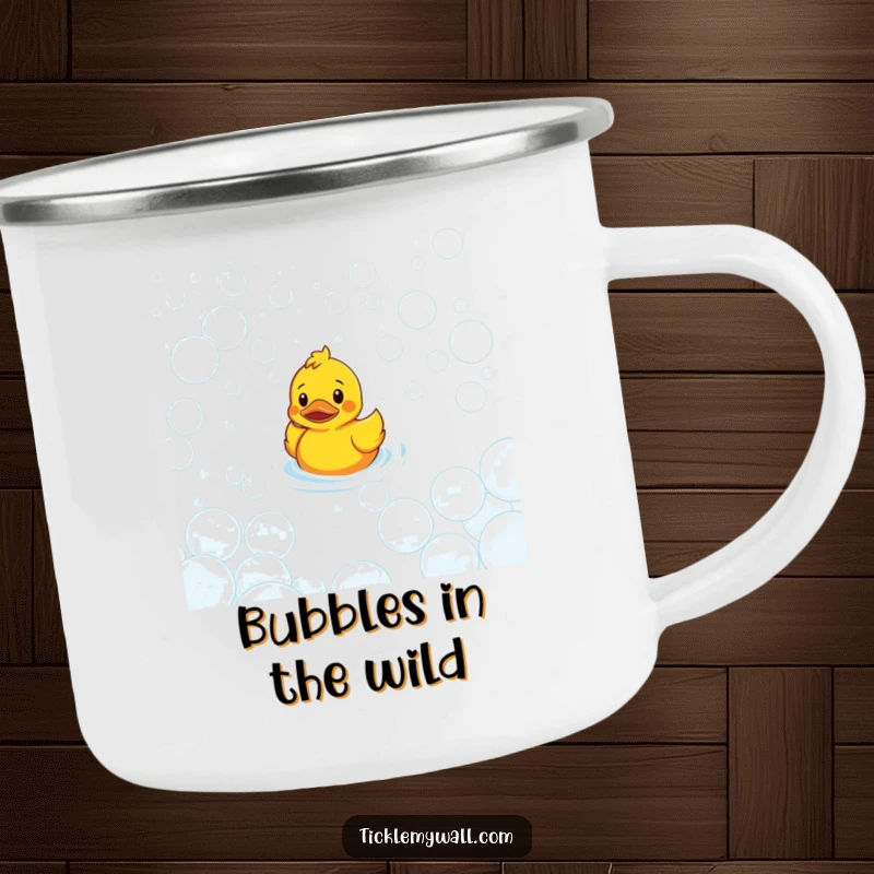 Funny Confused Duck Bubble Maze Camping Mug: Confused duck in bubble maze, a funny camping mug.