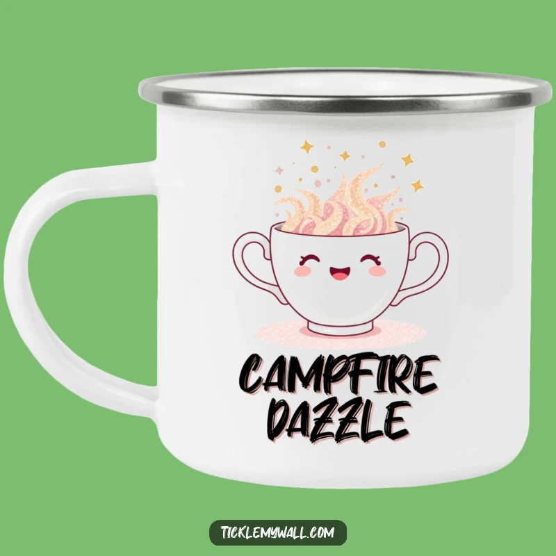 Funny Glitter Teacup Camping Mug: Joyful Sparkle, Outdoor Fun
