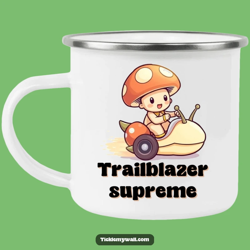 Funny Mushroom Snail Racer Camping Mug: Tiny Adventures on the Go
