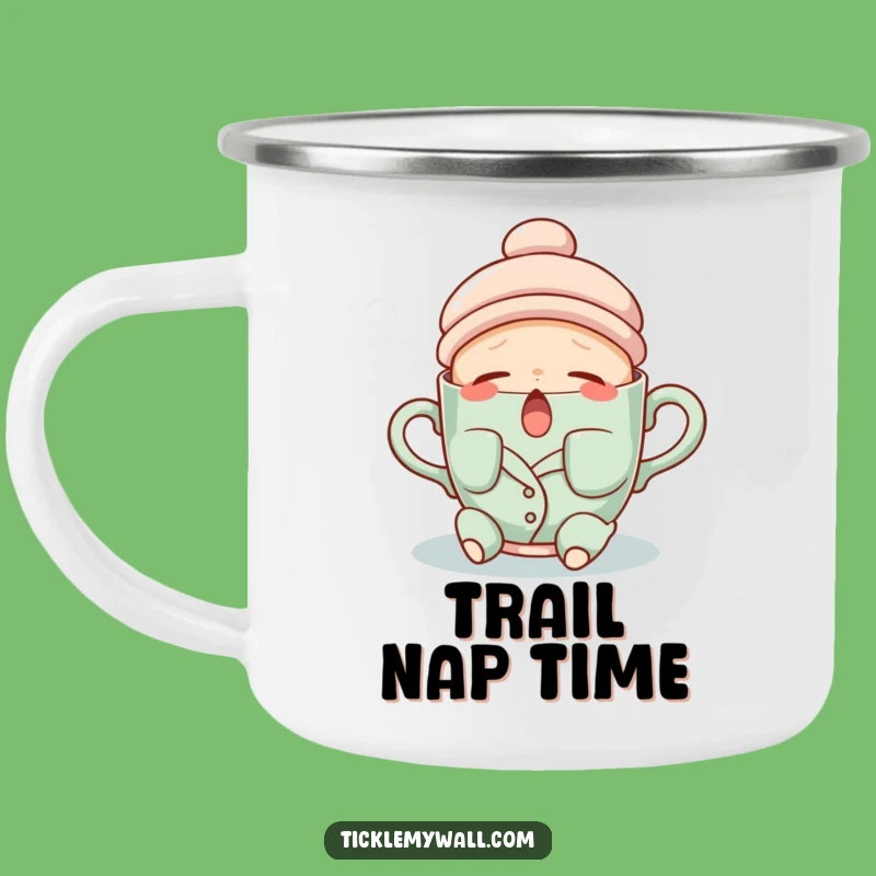 Funny Sleepy Teacup Camping Mug Gift - Warm Yarns & Cozy Sips!