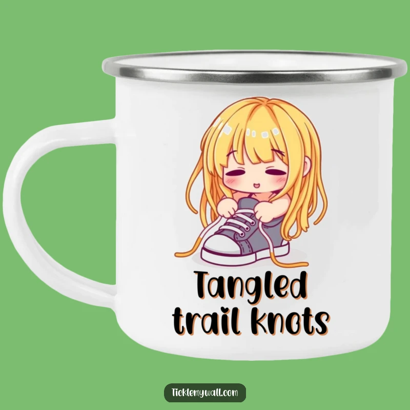 Funny Spaghetti Shoelace Camping Mug: Kitchen Struggles on the Go