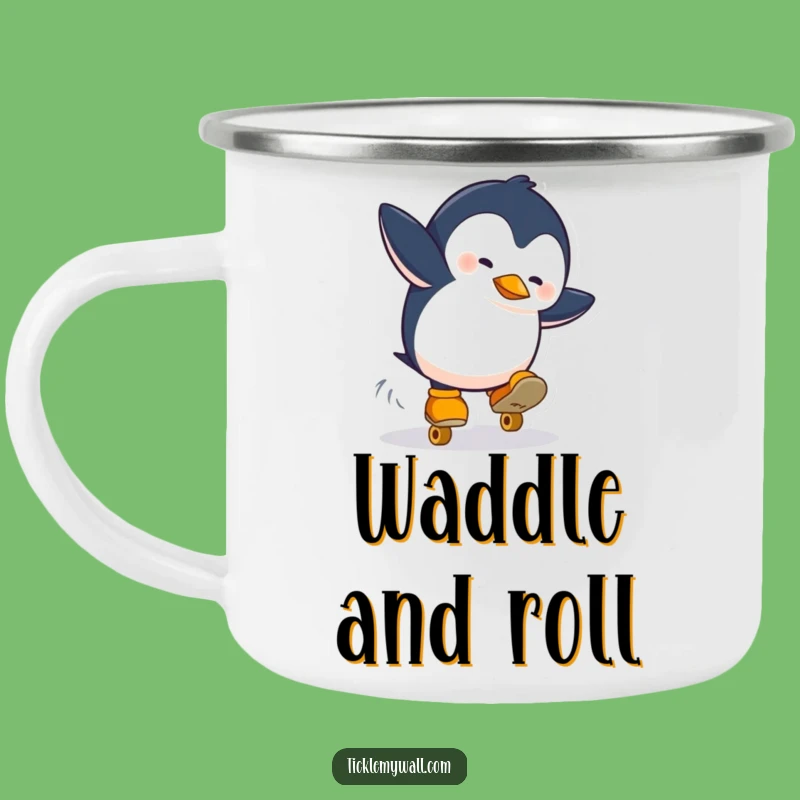 Funny Penguin Skate Campfire Mug: Hilarious Fall, Outdoor Funny Gift!