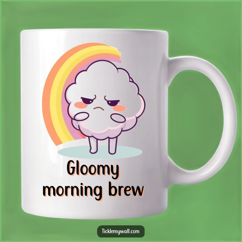 Funny Grumpy Cloud Rainbow Hug Mug: Cloudy Day Cheer, Perfect Funny Gift
