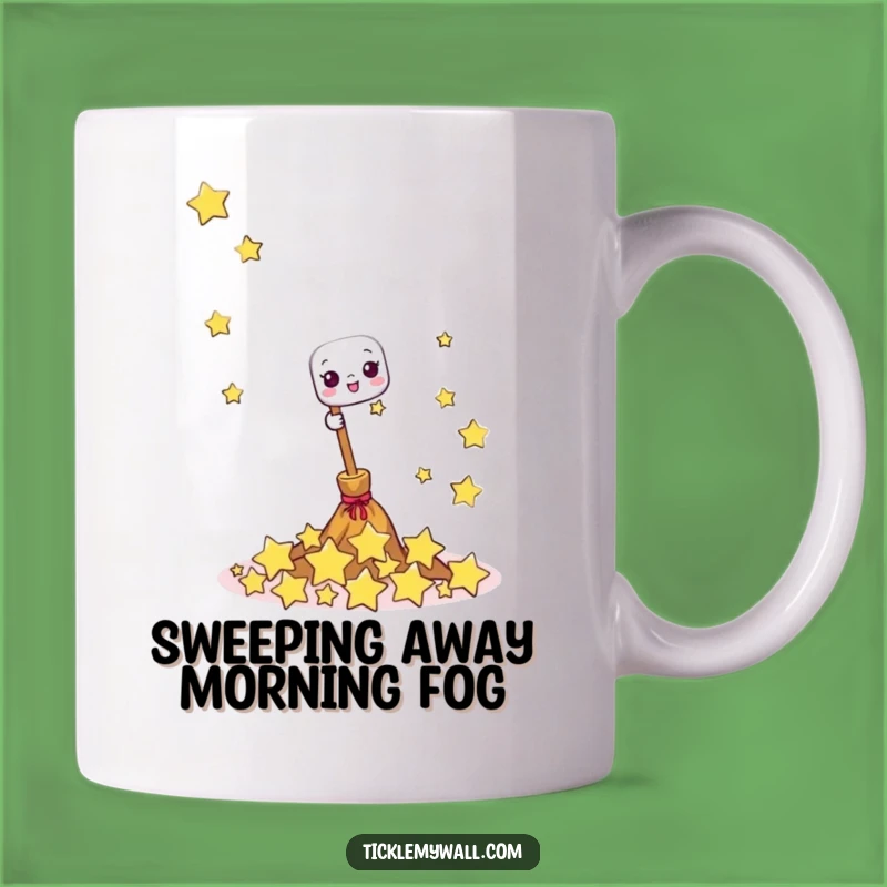 Funny Happy Broom Mug: Whimsical Star Sweeping for Joyful Mornings