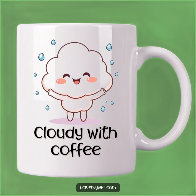 Funny Happy Cloud Mug, Juggling Raindrops Fun, Whimsical Weather Gift for All