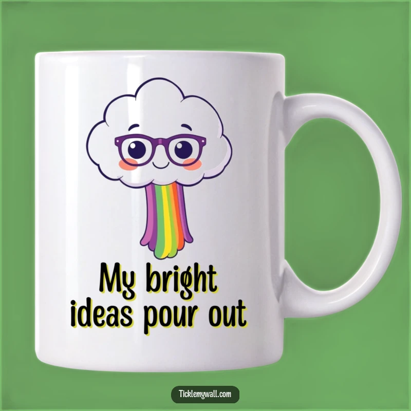 Funny Happy Cloud with Spectacles Spilling Rainbow Mug - Perfect Gift for Fun Lovers!