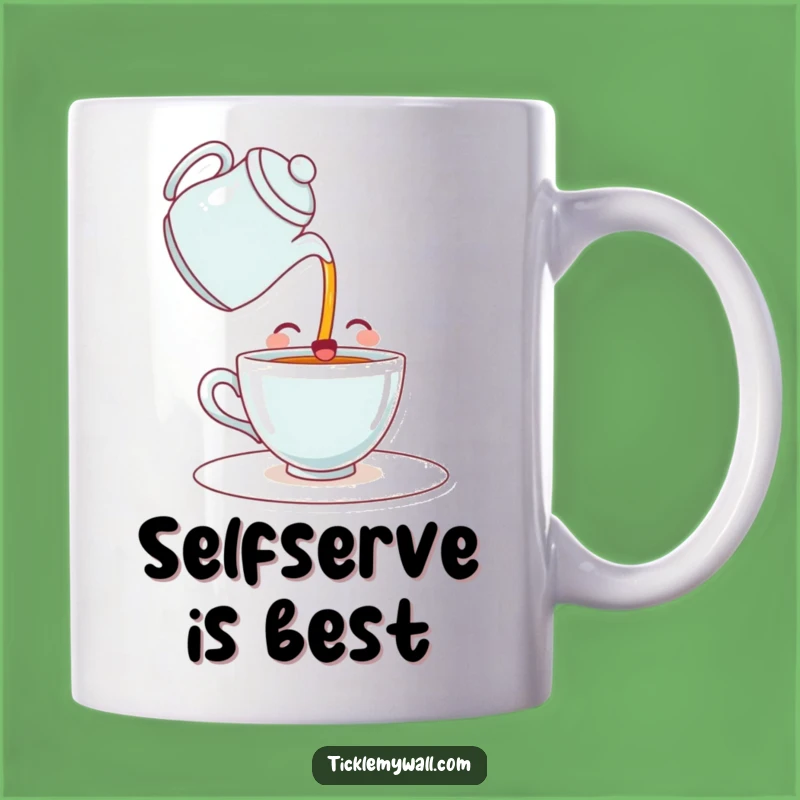 Funny Happy Teacup Mug: Self-Pouring Joy & Coffee Humor Gift