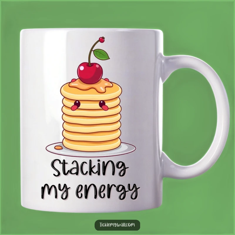 Funny Wobbly Pancake Mug, Balancing Cherry Fun, Hilarious Breakfast Gift for Foodies