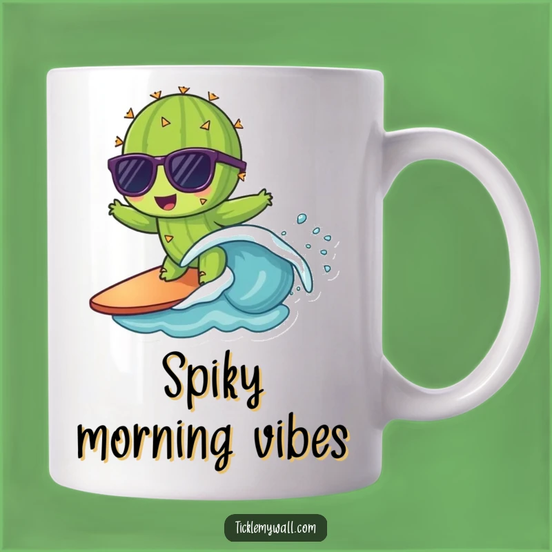 Funny Cactus Surfing Mug Gift - Cool & Hilarious Desert Vibes