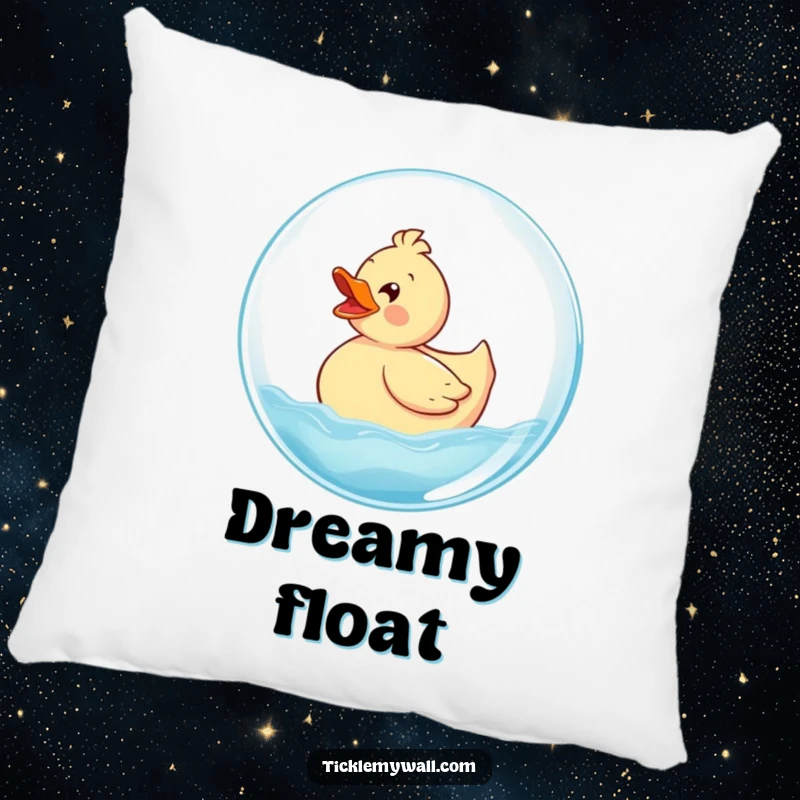 Funny Rubber Ducky Pillow showcasing a delighted ducky riding a giant bubble, perfect for adding soft comfort and cheerful vibes.