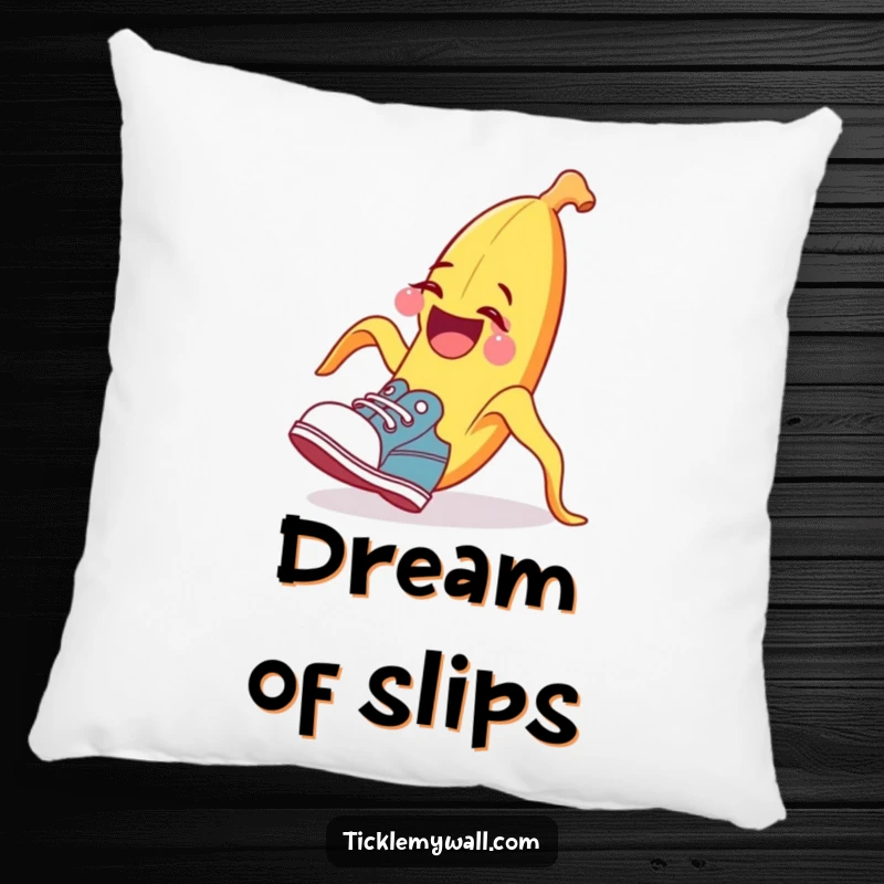 Funny banana peel pillow, tripping a surprised shoe, comfortable and humorous home decor, perfect funny gift.