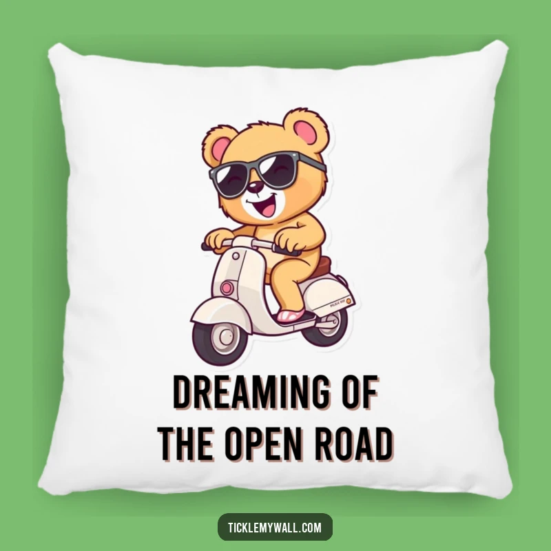 Funny Teddy Bear Scooter Pillow: Cozy Up with This Hilarious Bear's Adorable Adventure