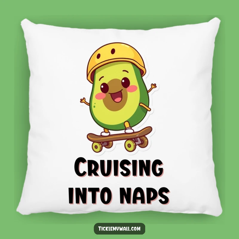 Funny Avocado Skateboarder Pillow: Comfy & Cool Cushion