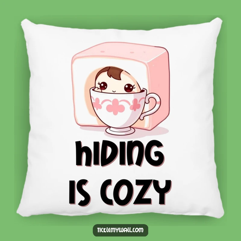 Funny Shy Teacup Pillow Cozy Comfort with Sweet Charm