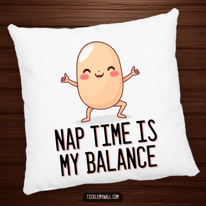 Funny Yoga Jelly Bean Pillow: A wobbly jelly bean character attempting a yoga pose, offering comfort and humor.