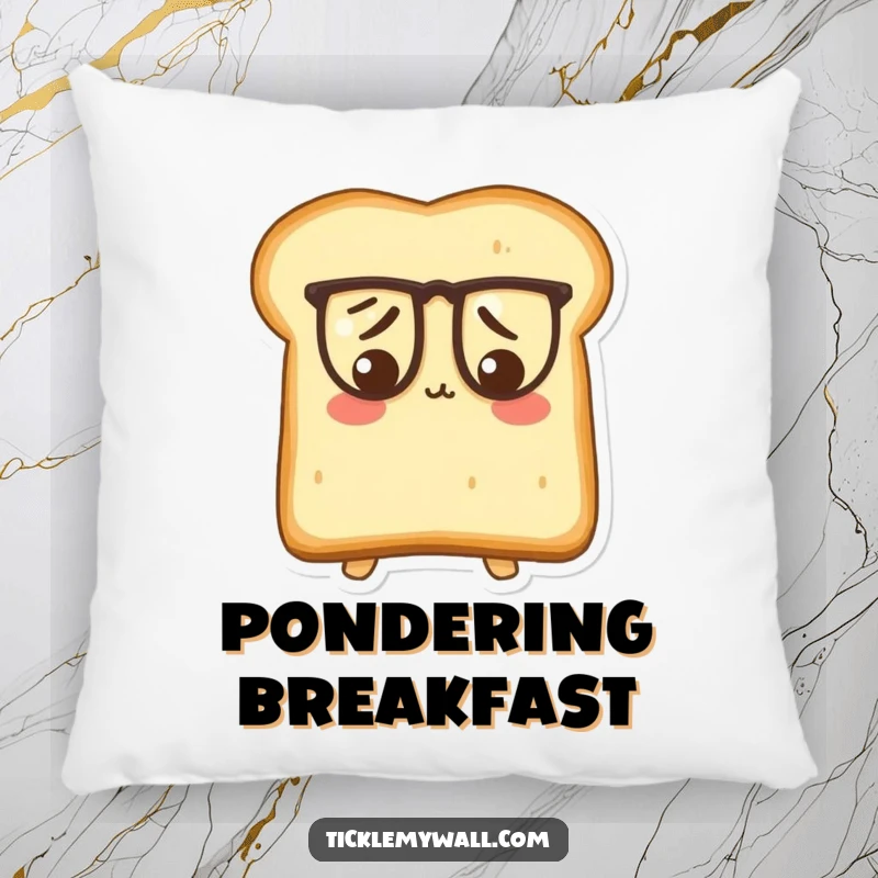 Funny Puzzled Toast Pillow: A confused piece of toast wearing oversized spectacles, a soft and humorous cushion.