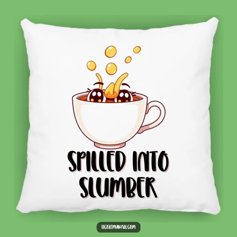 Funny Dramatic Teacup Spill Pillow: Cozy & Comical Comfort