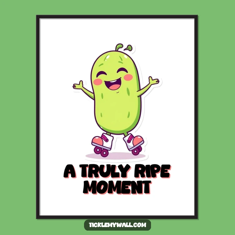 Funny Laughing Pickle Roller Skate Digital Art: Instant Fun Decor!