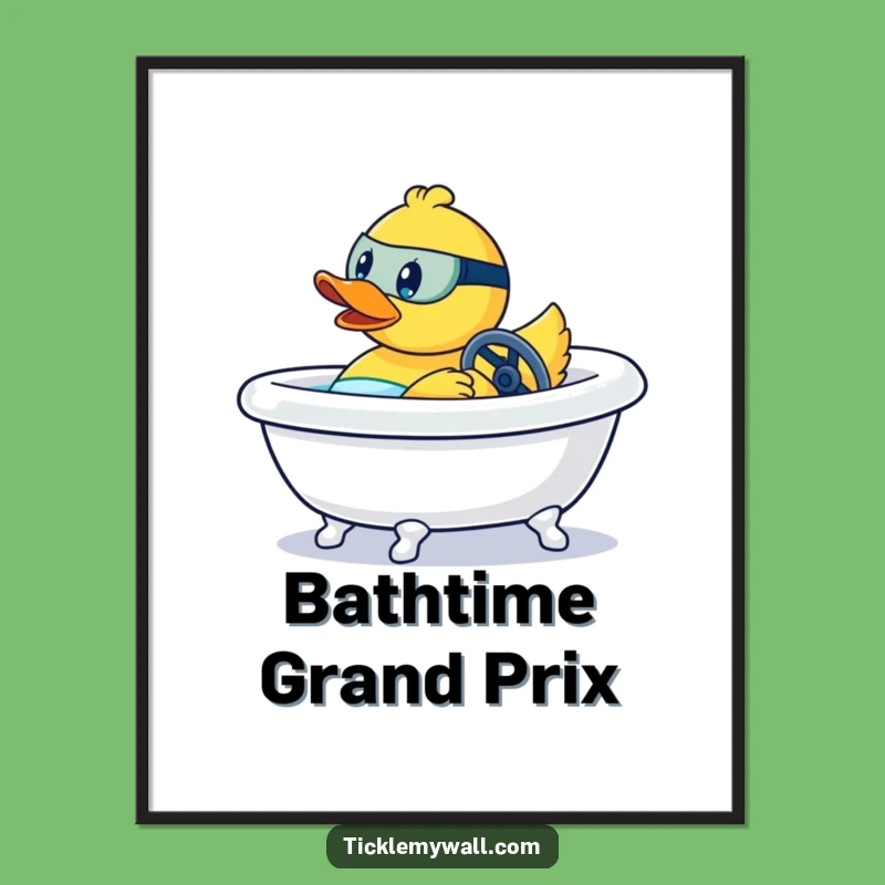 Funny Rubber Duck Digital Art Print Gift - Instant Bathtub Racing Fun!