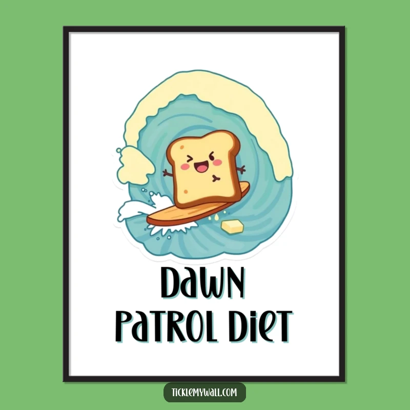 Funny Toast Surfing Butter Digital Art Print Gift - Instant Breakfast Art!