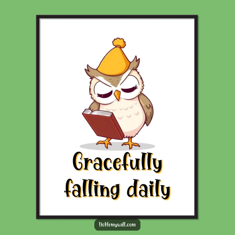 Funny Clumsy Owl Digital Art - Instant Laughs for Your Walls!
