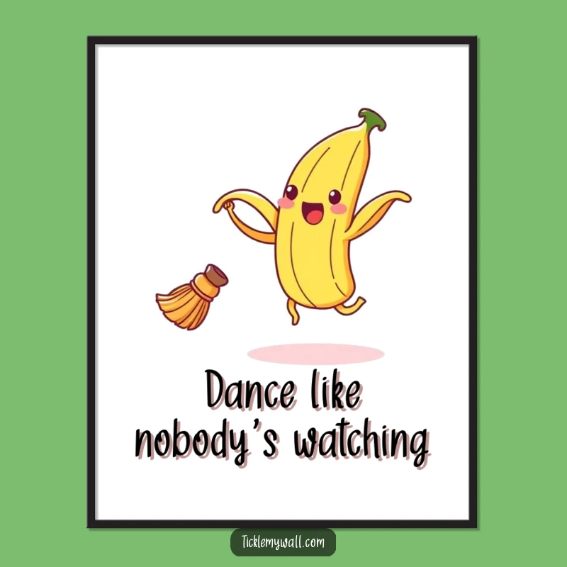 Funny Dancing Banana Peel Digital Art Print - Instant Groovy Decor!