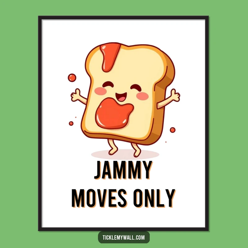 Funny Dancing Toast Digital Art, Instant Jam Splatter Download, Whimsical Wall Decor