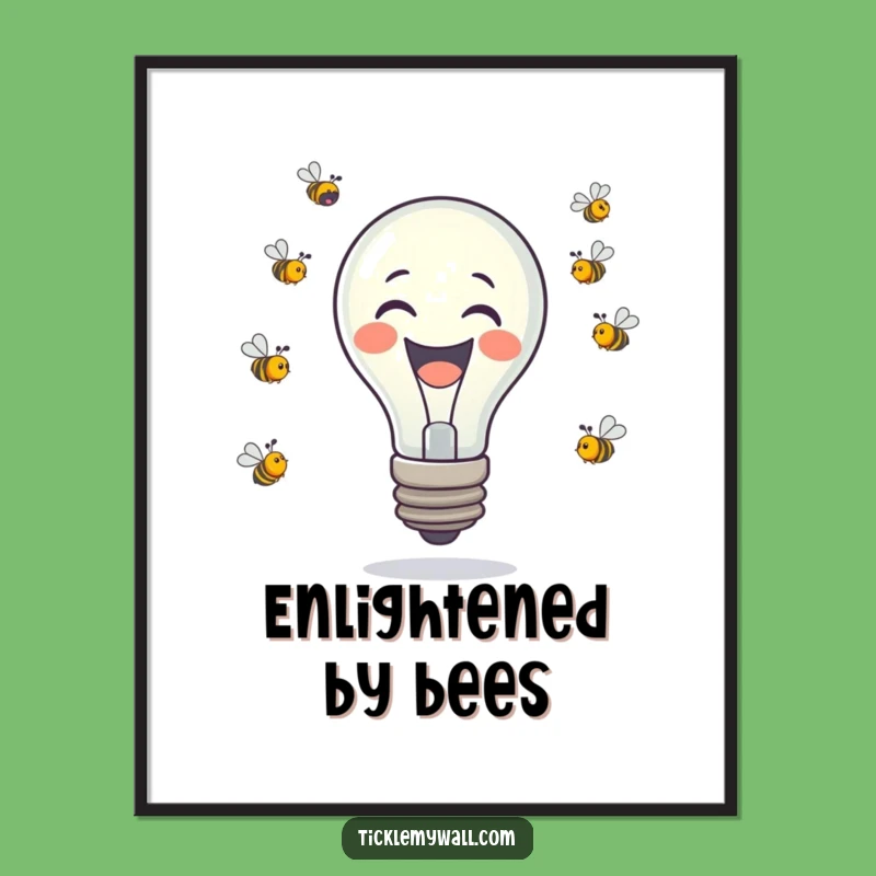 Funny Laughing Lightbulb Bees Digital Art - Witty & Humorous Instant Download