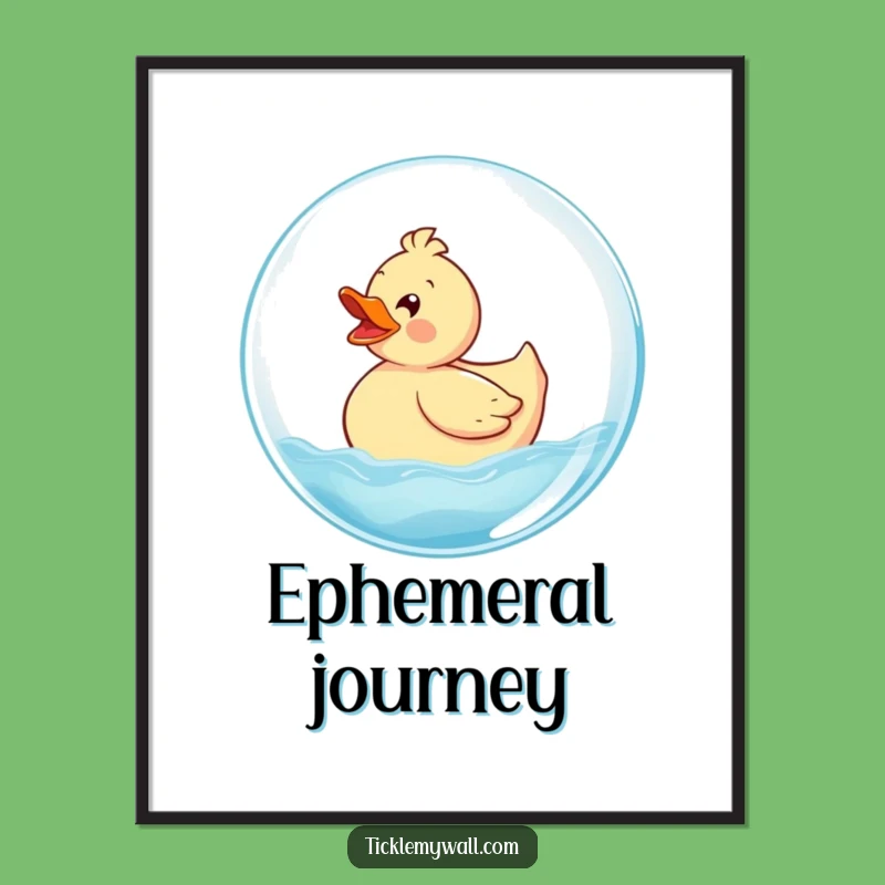 Funny Rubber Ducky Bubble Digital Art: Delighted Ducky Rides Giant Bubble, Instant Funny Gift Download