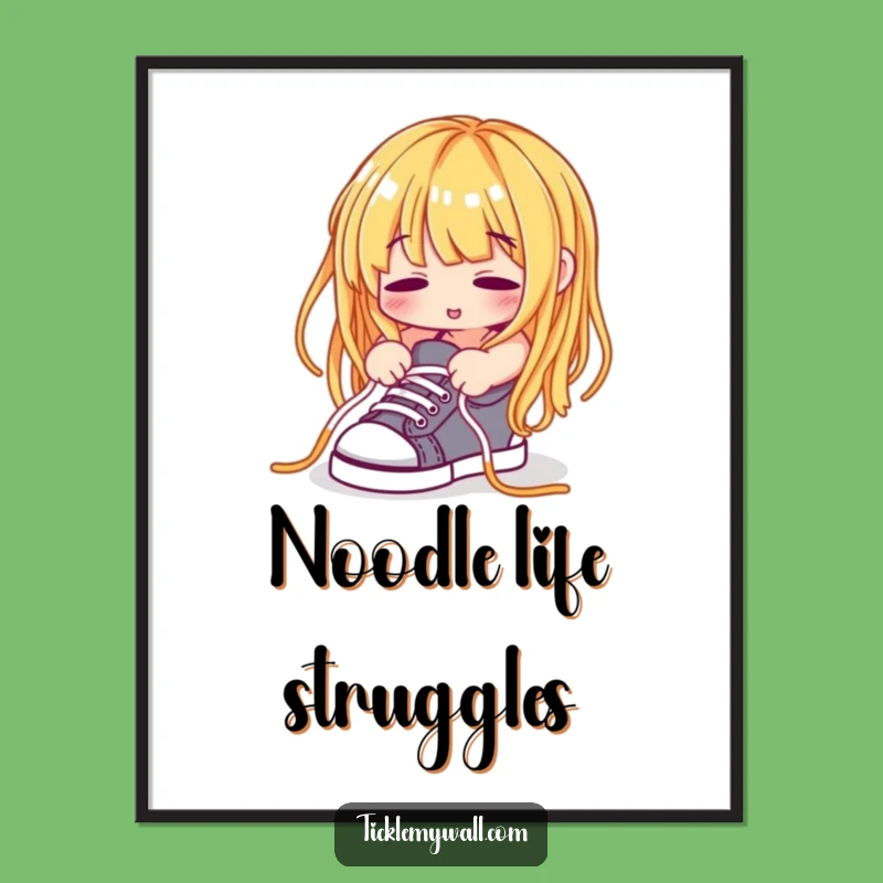 Funny Spaghetti Shoelace Digital Art: Whimsical Decor with Pasta Humor