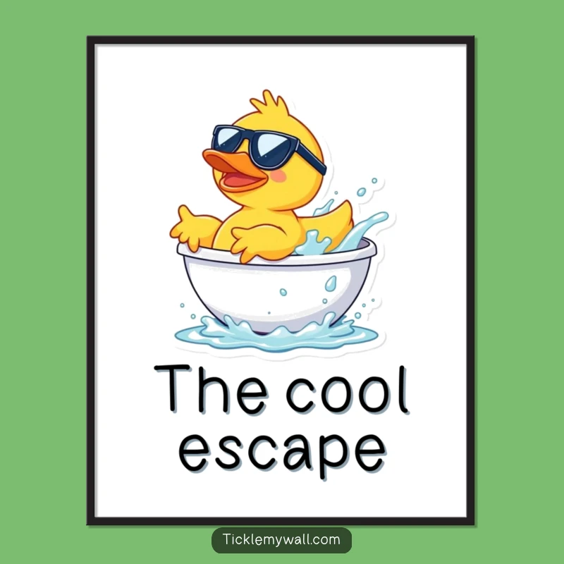 Funny Sunglasses Duck Splash Digital Print: Hilarious Art for Aquatic Decor