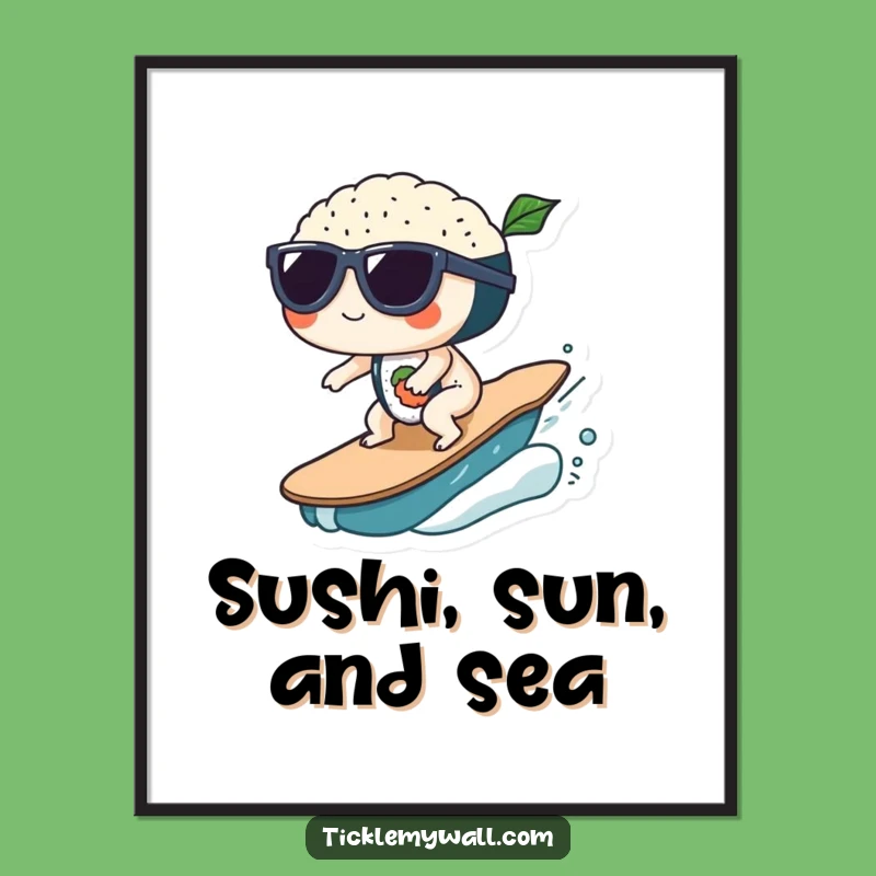 Funny Sushi Wave Sunglasses Digital Art: Instant Cool Decor!
