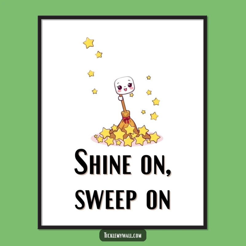 Funny Happy Broom Digital Art: Instant Whimsy and Giggling Star Magic