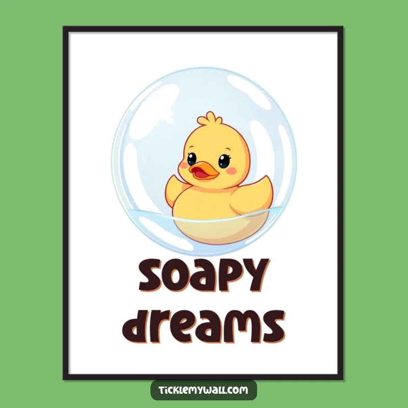 Funny Ducky Bubble Digital Art: Bath Time Fun, Downloadable Funny Gift!