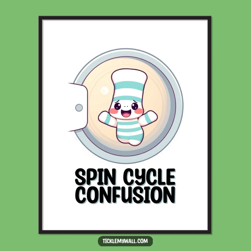 Funny Confused Sock Dryer Digital Art Print - Instant Laundry Day Laughs!