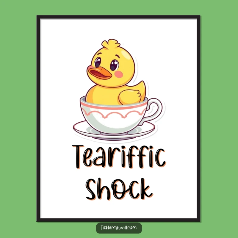 Funny Rubber Ducky Teacup Digital Art: Surprise Scene, Instant Hilarious Download