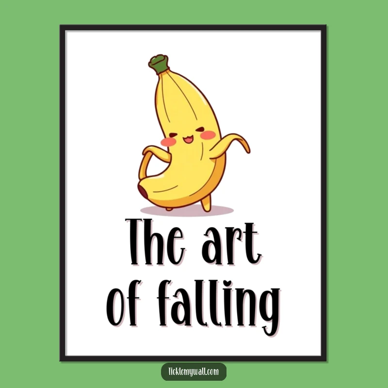 Funny Banana Peel Slip Digital Art Print Instant Slapstick Decor