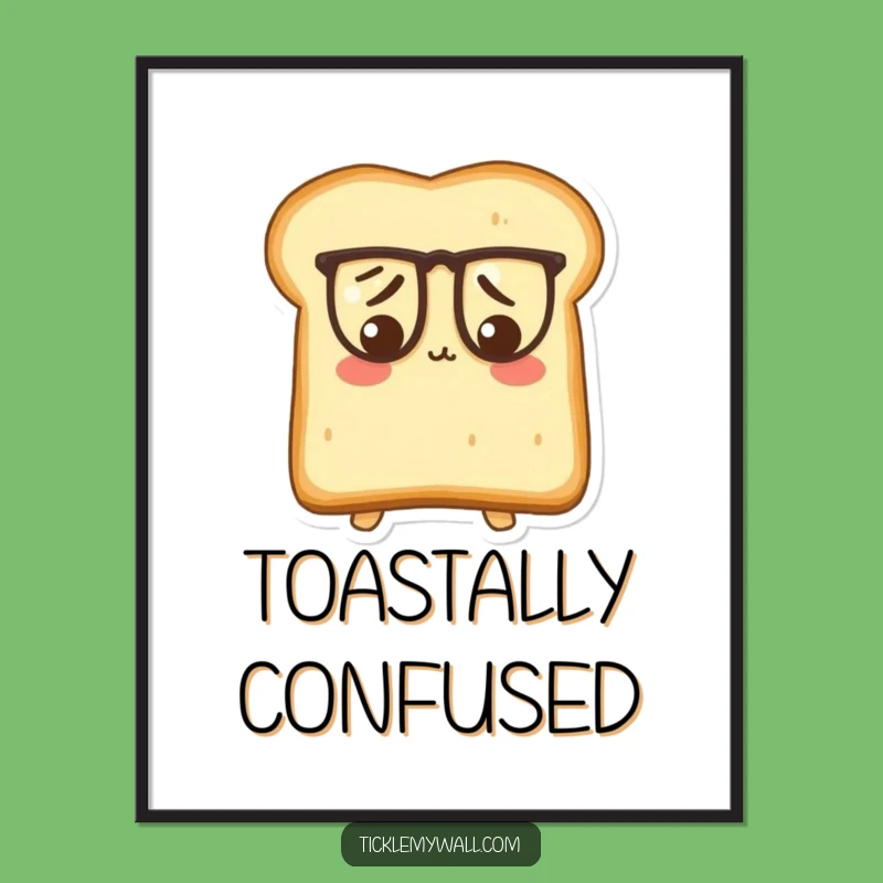 Funny Puzzled Toast Digital Art: Intellectual Breakfast Scene, Instant Hilarious Download