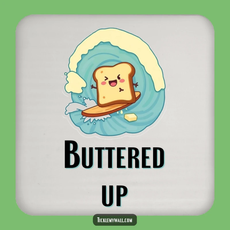 Funny Toast Surfing Butter Drink Coaster Gift - Protect with Breakfast Style!