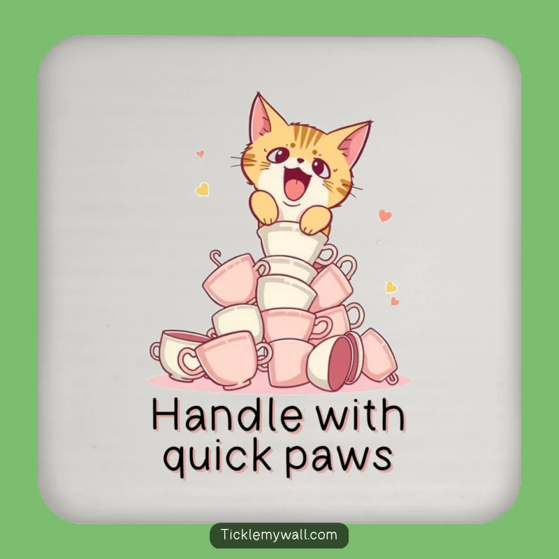 Funny Cat Teacup Coaster Set - Protect Surfaces with Feline Fun!